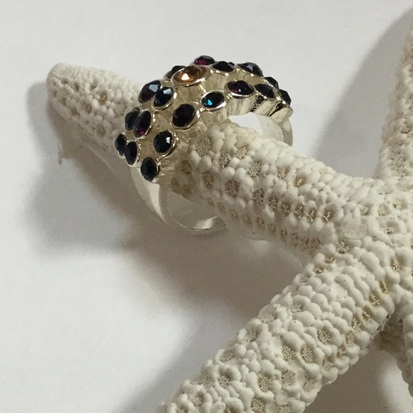 Multi color silver tone ring - Picture 1 of 7